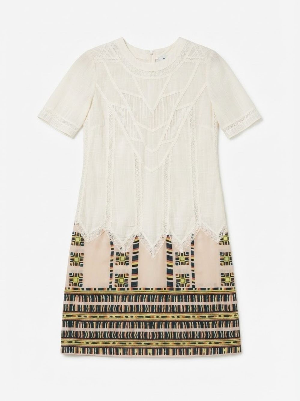 BCBGMAXAZRIA Runway Embroidered Lace & Geometric Border Dress - Picture 2 of 16